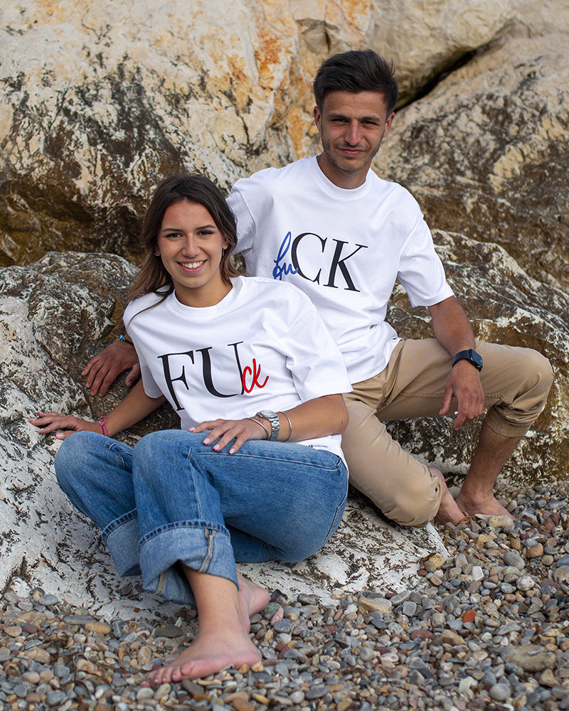 LOT DE 2 T-SHIRTS COUPLE "FUCK" – COTON BIO OVERSIZE