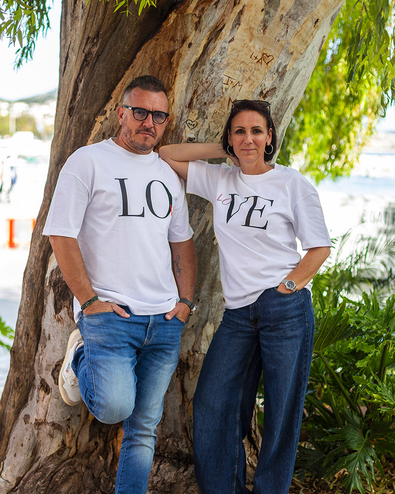 LOT DE 2 T-SHIRTS COUPLE "LOVE" – COTON BIO OVERSIZE