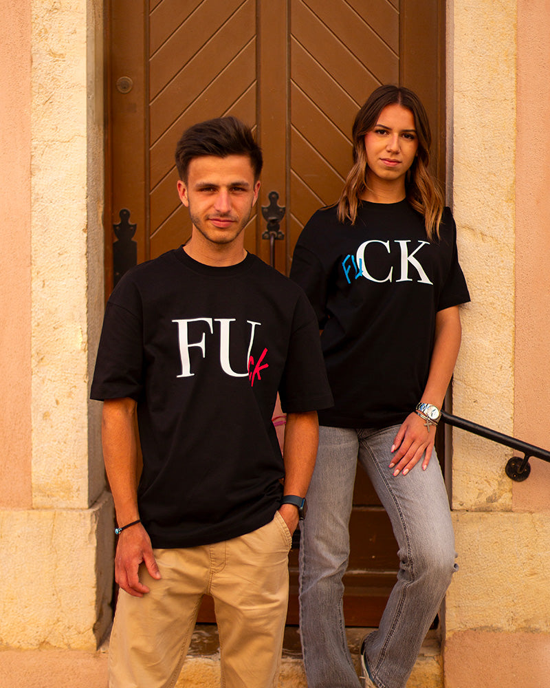 LOT DE 2 T-SHIRTS COUPLE "FUCK" – COTON BIO OVERSIZE